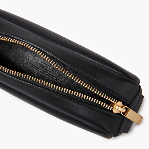 Black zipped pencil case, "ZILLI Satin brass"