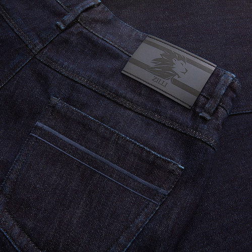 Navy blue jeans, hybrid cut, "Lion patch"