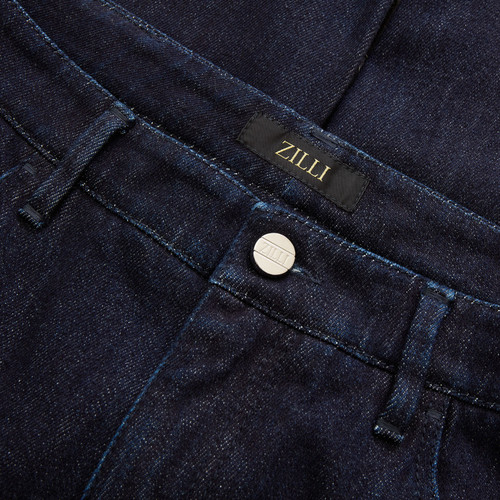 Navy blue jeans, hybrid cut, "Lion patch"