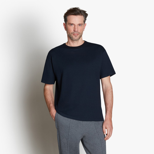 Dark navy round neck T-shirt, printed pattern "Fantasy"