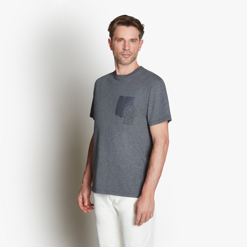 Anthracite grey round-neck T-shirt, "ZILLI Crest" embroidery Anthracite grey round-neck T-shirt, "ZILLI Crest" embroidery