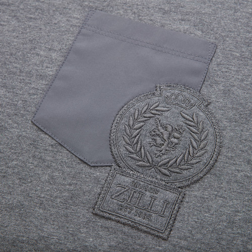 Anthracite grey round-neck T-shirt, "ZILLI Crest" embroidery Anthracite grey round-neck T-shirt, "ZILLI Crest" embroidery