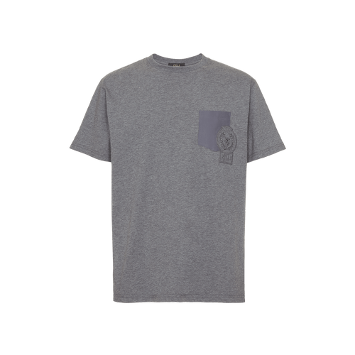 T-shirt à col rond gris anthracite, broderie "ZILLI Crest".