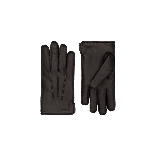 Black leather gloves, hot stamped ZILLI lettering