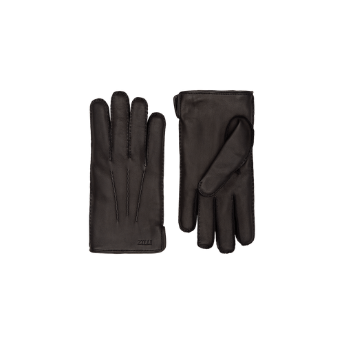 Black leather gloves, hot stamped ZILLI lettering