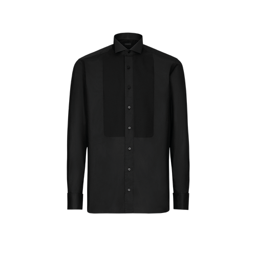 Black tuxedo shirt, with piquet breastplate