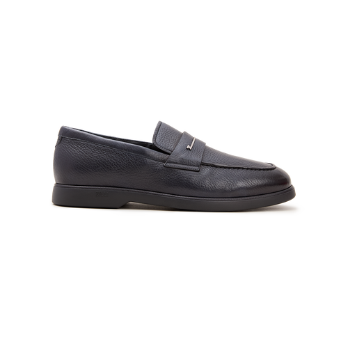 Dark navy blue loafers "Metal Z", cashmere lining