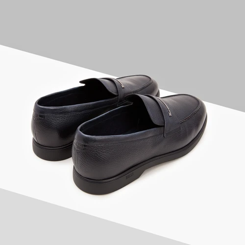 Dark navy blue loafers "Metal Z", cashmere lining