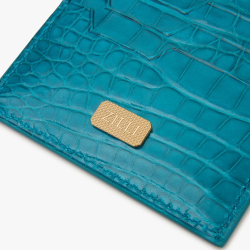 Teal crocodile CC7 credit card holder