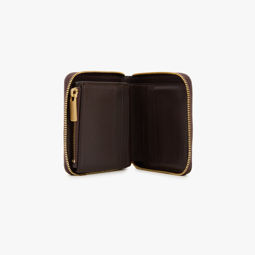 Portefeuille zippé marron, petit format