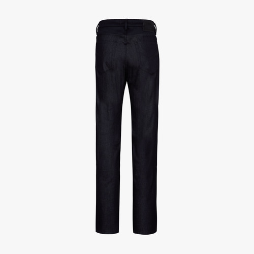 Dark navy regular fit 5 pockets jeans, calfskin patch