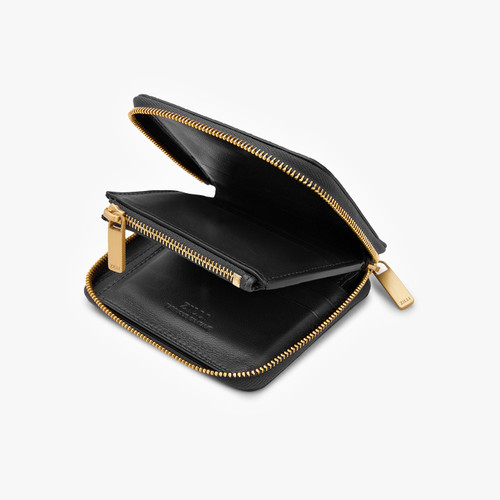 Crocodile black zip around wallet, small size