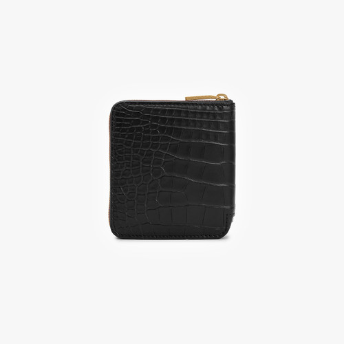 Crocodile black zip around wallet, small size