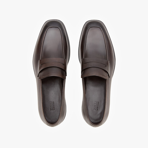 Dark brown hand dyed mocassins, "Laser Z"