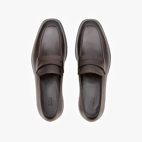 Dark brown hand dyed mocassins, "Laser Z"