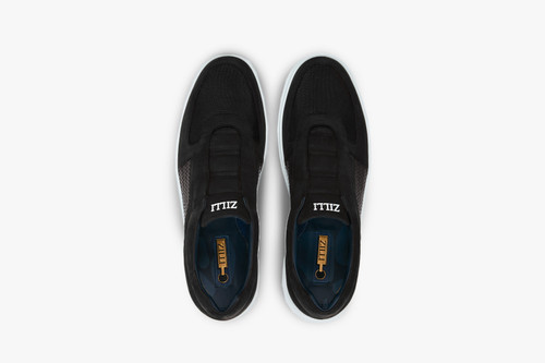Black sneakers in suede calfskin, weaved calfskin and technical fabric
