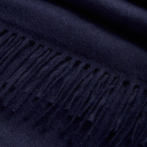 Navy blue fringed scarf