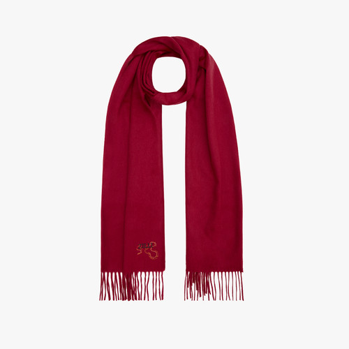 Red carmine fringed scarf 