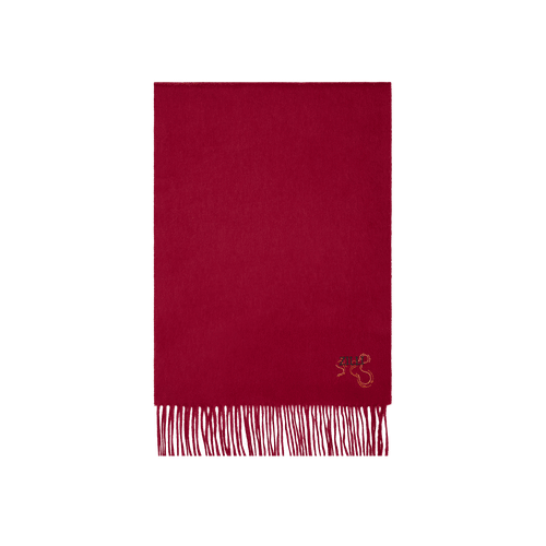 Red carmine fringed scarf 