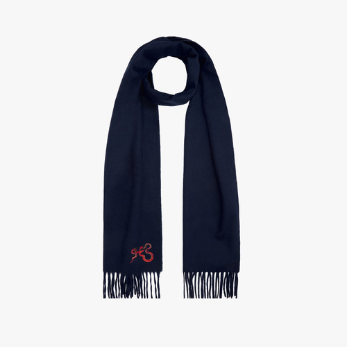 Navy blue scarf with fringe