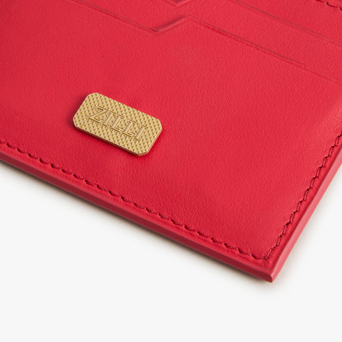 Red calfskin CC5 credit card holder