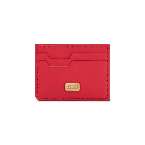 Red calfskin CC5 credit card holder