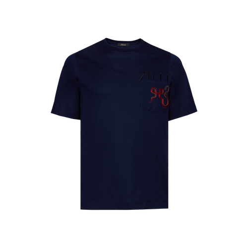 Dark navy T-Shirt, « Snake » embroidery Dark navy T-Shirt, « Snake » embroidery