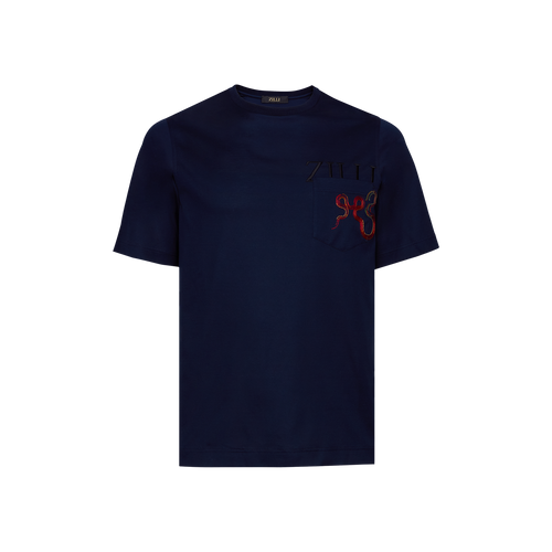 T-Shirt marine foncé, broderie " Snake