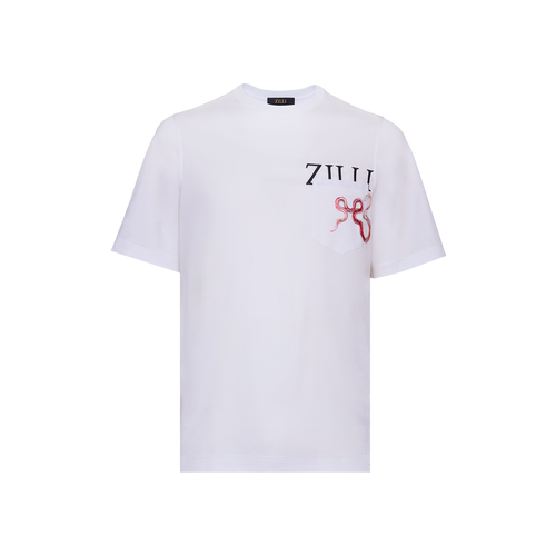 White T-Shirt, « Snake » embroidery White T-Shirt, « Snake » embroidery