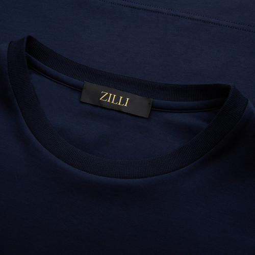 T-Shirt marine foncé, manches longues, broderie " serpent ".