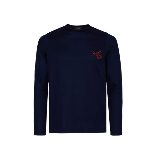 Dark navy T-Shirt, long sleeves, « Snake » embroidery Dark navy T-Shirt, long sleeves, « Snake » embroidery
