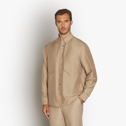 Pale camel classic shirt, two pockets
