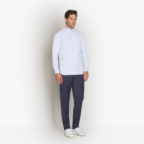 Oxford blue classic plain shirt "Voyageur"