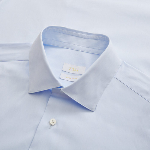 Oxford blue classic plain shirt "Voyageur"