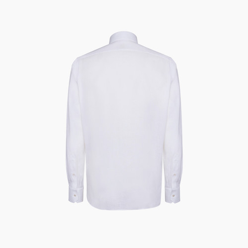 White classic plain shirt "Voyageur", button-down collar