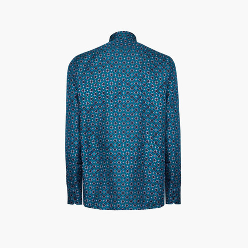 Smoke blue classic shirt, "Floral" pattern