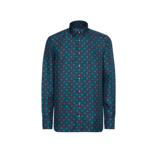 Deep malachite classic shirt, "Floral" pattern