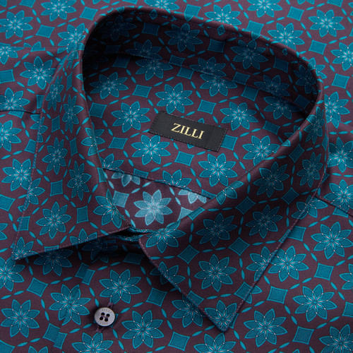 Deep malachite classic shirt, "Floral" pattern