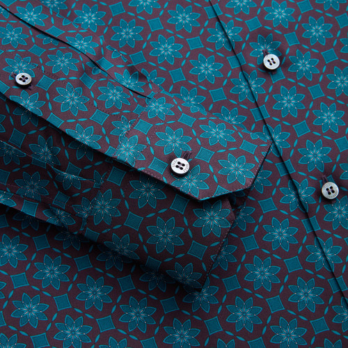 Deep malachite classic shirt, "Floral" pattern