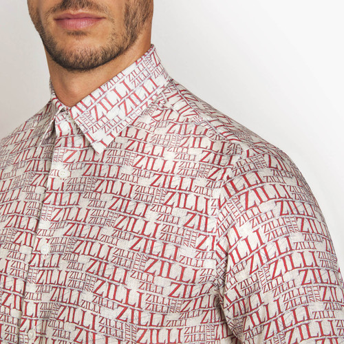 Natural white classic shirt, "ZILLI" monogram 