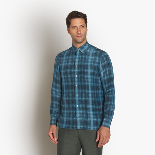 Dark green classic checked shirt