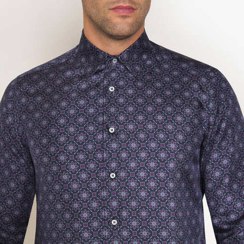 Purple classic shirt, "Floral" pattern