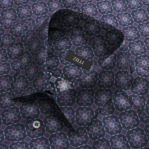 Purple classic shirt, "Floral" pattern