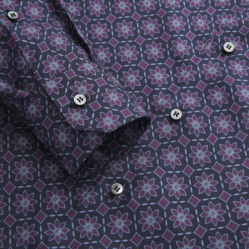 Chemise classique violette, motif "Floral
