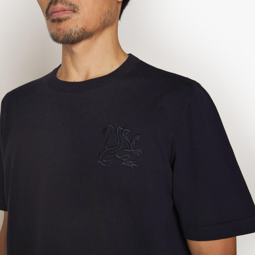 Pull col rond bleu marine, broderie "Big Lion" Pull col rond bleu marine, broderie "Big Lion"