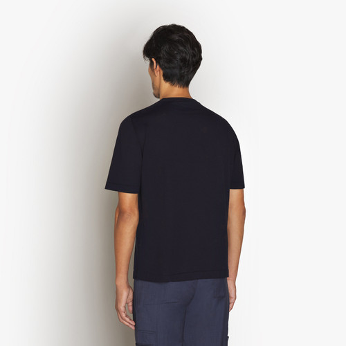 Navy blue round neck sweater, "Big Lion" embroidery