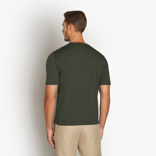 Deep military round neck sweater, "Big Lion" embroidery