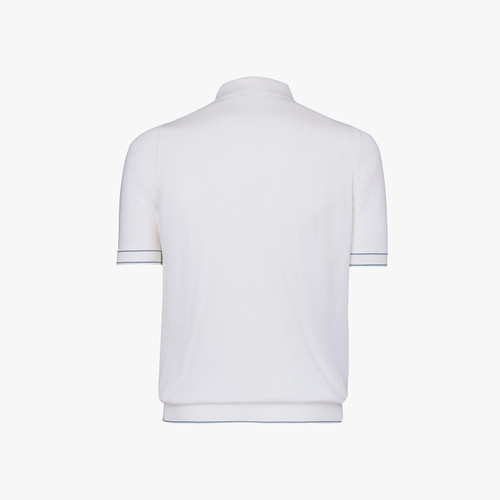 Natural white zipped polo, "Shaded Argyle" Natural white zipped polo, "Shaded Argyle"