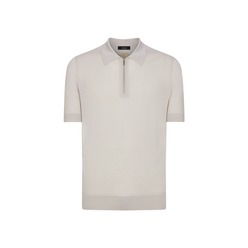 Pale fawn zipped polo, "Lion piquet" Pale fawn zipped polo, "Lion piquet"