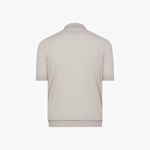 Pale fawn zipped polo, "Lion piquet"
